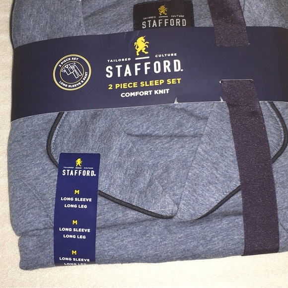 Men’s Stafford 2-Piece Sleep Set Comfort Knit Size Medium Long Sleeve/Pants - Picture 2 of 4